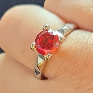 Elegant Red Gemstone Silver Ring
